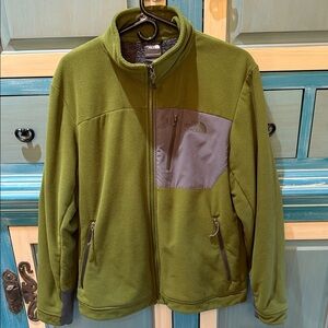 The North Face Olive Fleece Jacket with Charcoal Accents